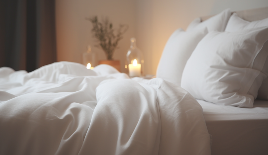 custom-mattress-in-bedroom bedroom with a custom Delarkin mattress with white bedding