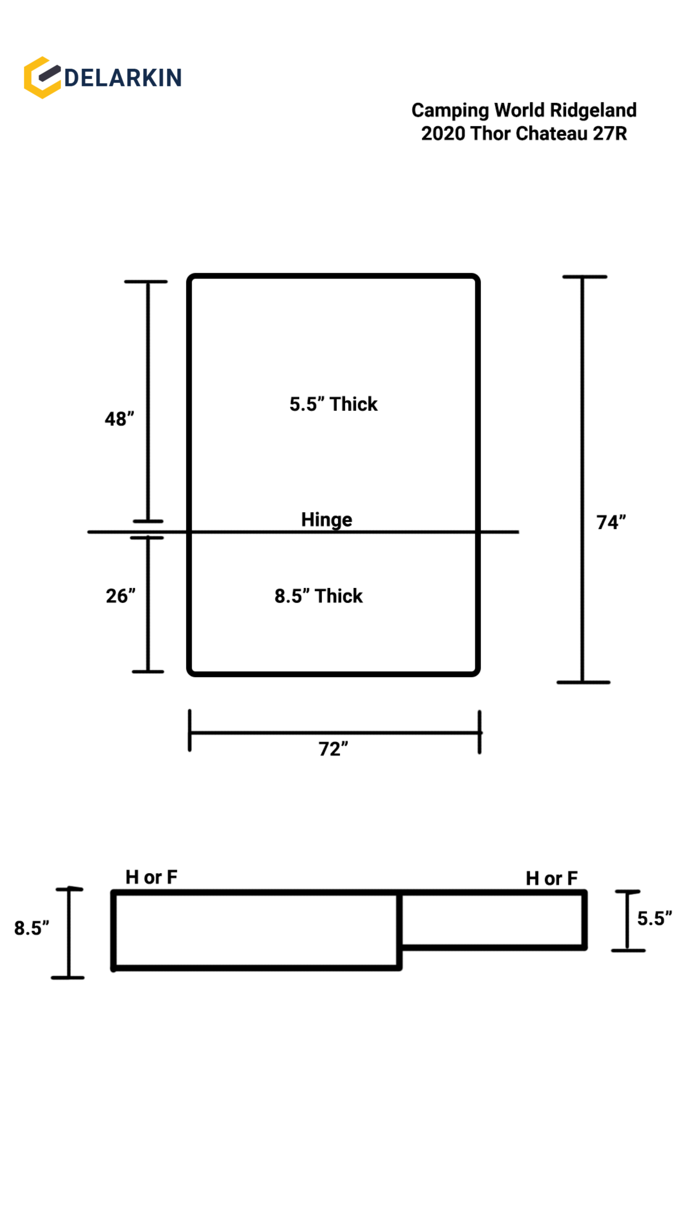 2020-thor-chateau-27r-delarkin-custom-mattress Delarkin Custom Mattress Build Sketch